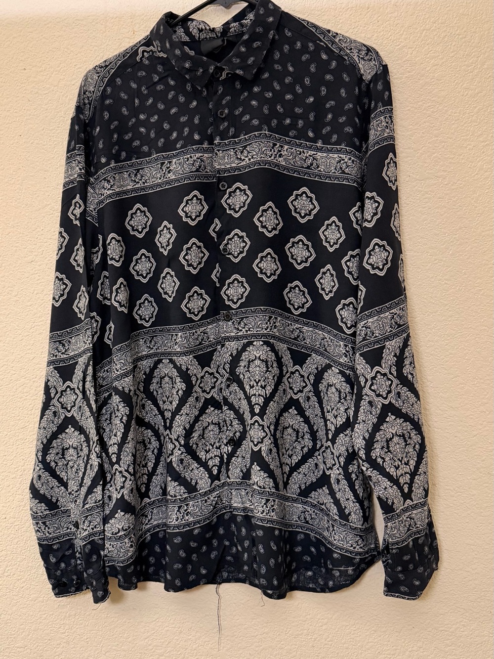 Oasis Black and White Paisley-Print Button Down Shirt